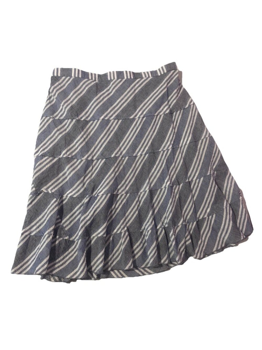 Studio West Striped Ruffle Maxi Skirt - Boho Tiered Cotton Blend - Size Large
